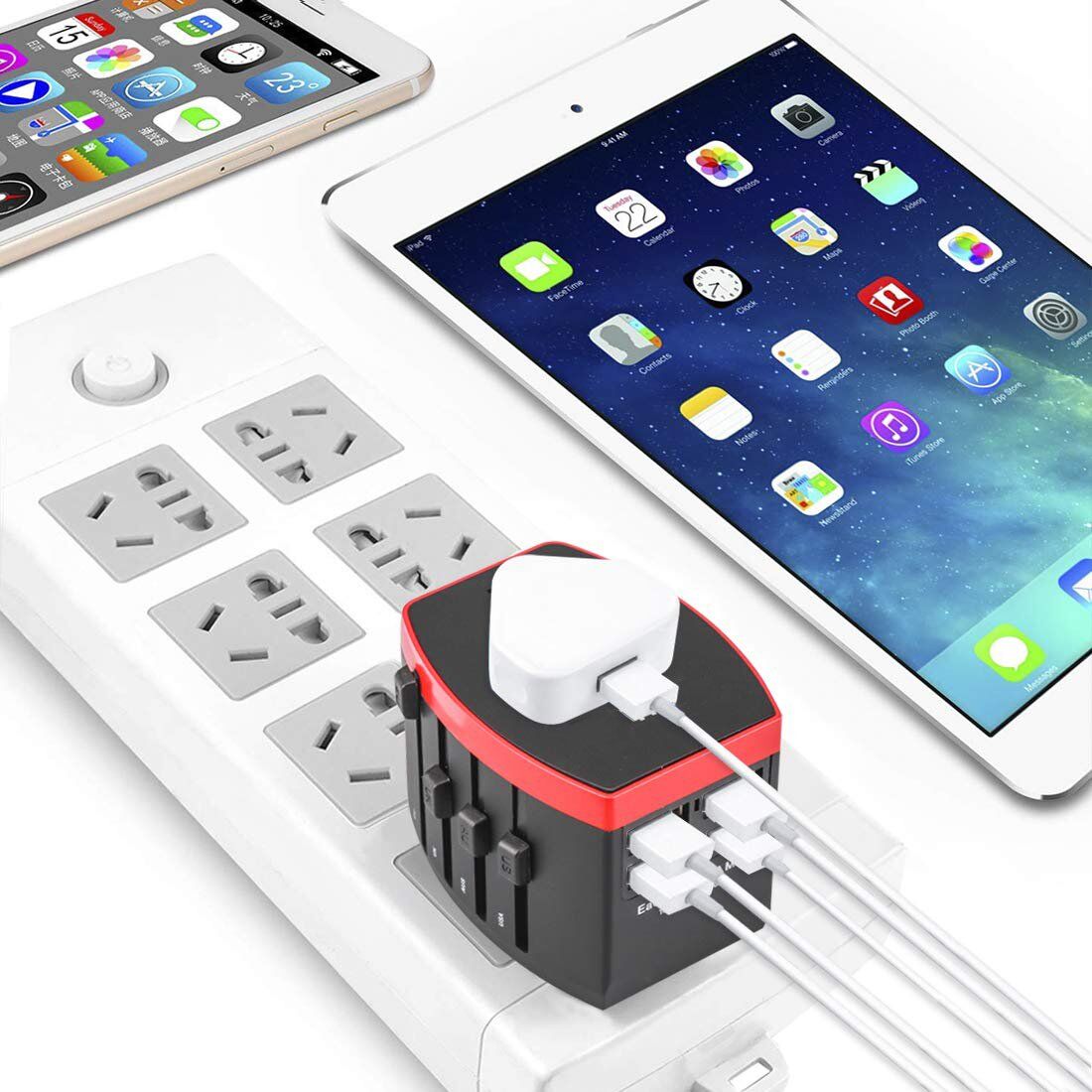 Travel adapter CH-168-3 Red&Black - Image 4